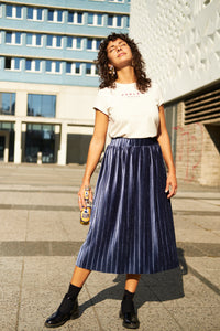 Bonnie Pleated Velvet Skirt
